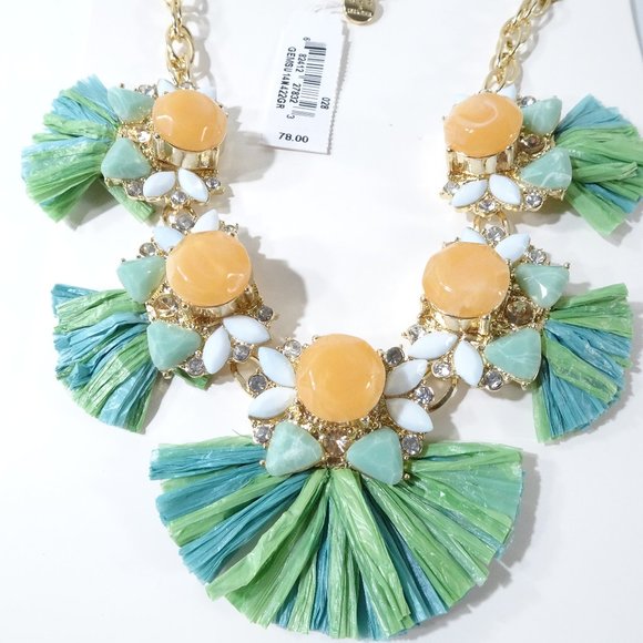Lee X Lee Angel Raffia and Cabochon Necklace NWT - Picture 5 of 10